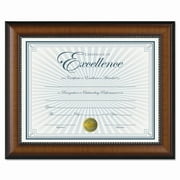 DAX Prestige Document Frame, Walnut/Black, Gold Accents, Certificate, 8 1/2 x 11