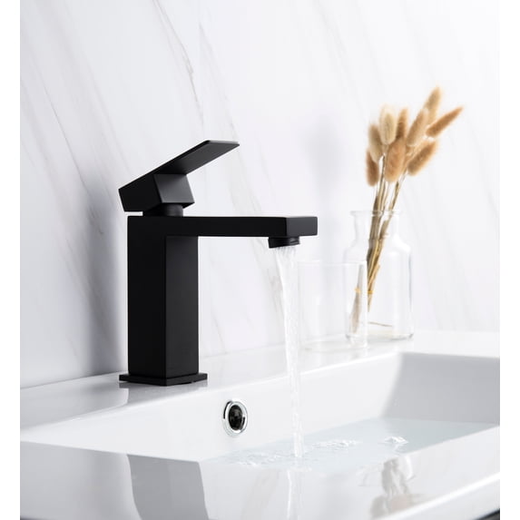 DAX Roma Single Handle Brass Bathroom Faucet, Matte Black
