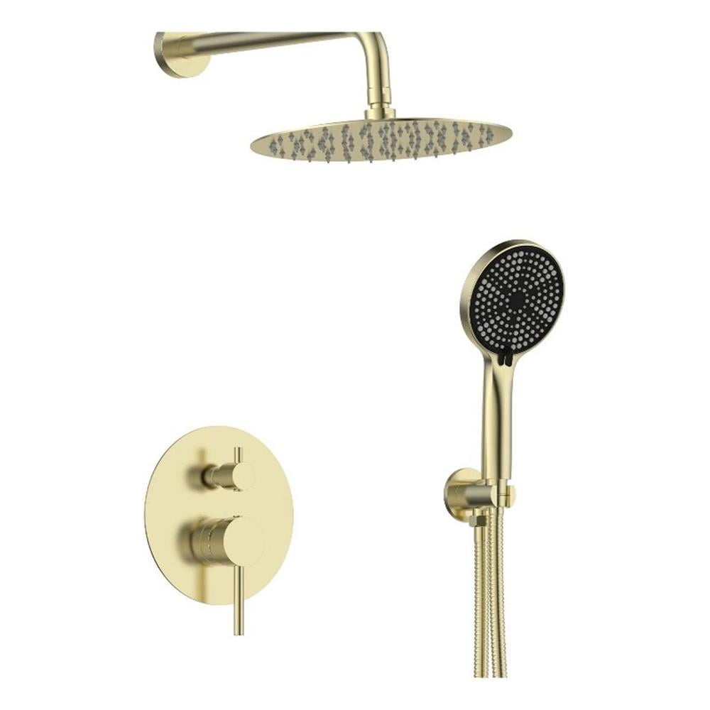 DAX Salerno Round Shower System with Hand Shower - Brush Gold Finish ...