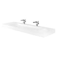 thumbnail image 1 of DAX Solid Surface Rectangular Double Bowl Top Mount Bathroom Basin – Matte White – Modern Design, Durable & Easy to Clean – Elegant Double Sink, 1 of 5