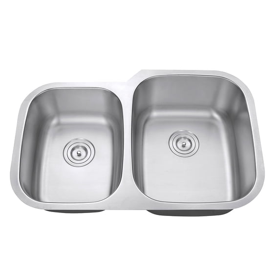DAX Stainless Steel 40/60 Double Bowl Undermount Kitchen Sink, Brushed Stainless Steel
