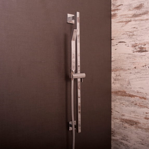 DAX Stainless Steel Hand Shower with Square Adjustable Slide Bar, Chrome