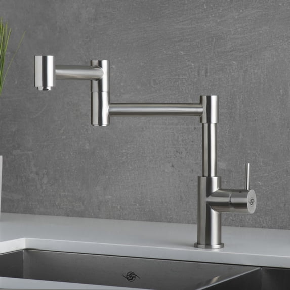 DAX Stainless Steel Sink Kitchen Faucet, Brushed Stainless Steel