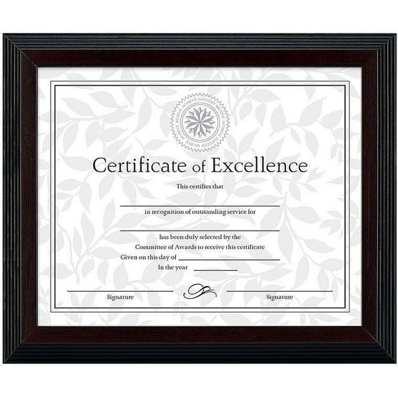 DAX Stepped Award/Certificate Frame, 8 x 10, Black w/Walnut Trim