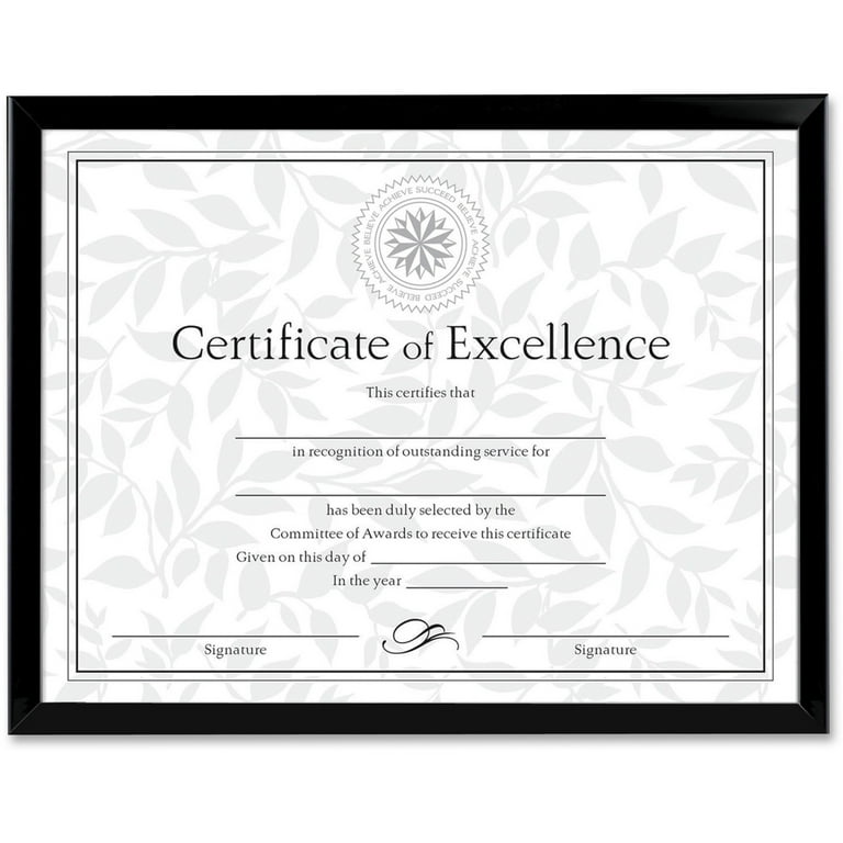 U-Channel Document Frame, 8.5 x 11, Black U-Channel Document Frame, 8.5 x 11, Black