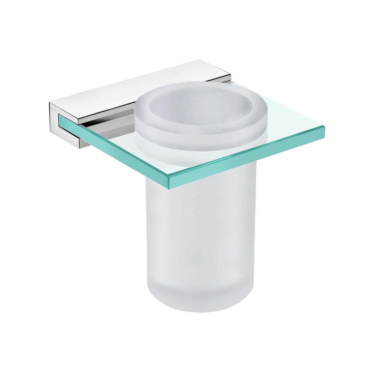 DAX Venice Brass and Glass Bathroom Single Tumbler Toothbrush Holder, Brushed Stainless Steel
