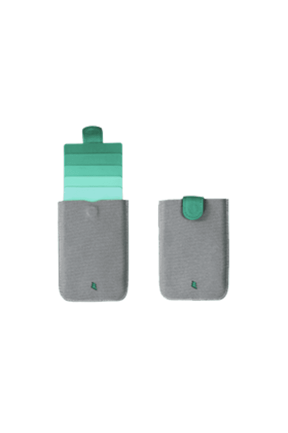 DAX Wallet - Cascading Magnetic Pull Tab Minimalist Fast Access Card Holder Cash Slot; Green Grey