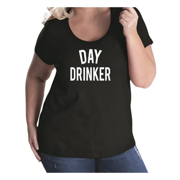 DAY DRINKER Womens Plus Size Scoopneck Tee