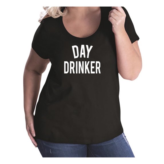 DAY DRINKER Womens Plus Size Scoopneck Tee