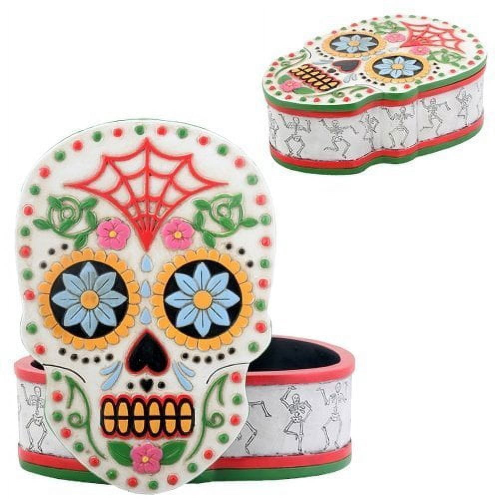 DAY OF THE DEAD GOTHIC WEDDING SKELETON HEAD JEWELRY BOX DIAS DE LOS MUERTOS