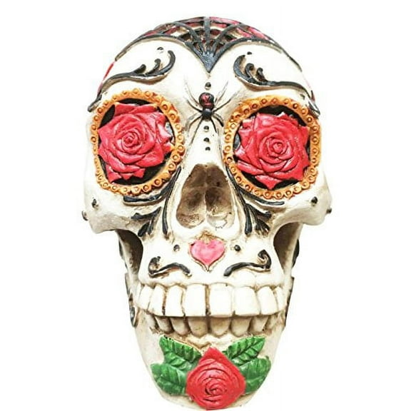 DAY OF THE DEAD TATTOO SUGAR SKULL FIGURINE SKELETON DIA DE LOS MUERTOS 5"LONG