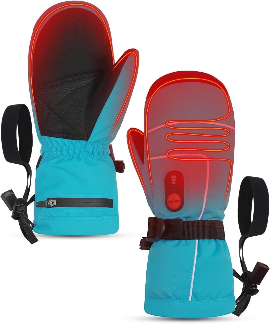SNOWYES Heated Gloves for Kids, 7.4V Rechargeable Battery Winter Gloves for Boys Girls, Waterproof Windproof Heated Mittens for Kids, Outdoor Skiing Snowboarding Sledding Cold Weather