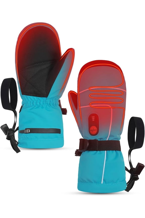 Heated Gloves for Kids, 7.4V Rechargeable Battery Winter Gloves for Boys Girls, Waterproof Windproof Heated Mittens for Kids, Outdoor Skiing Snowboarding Sledding Cold Weather