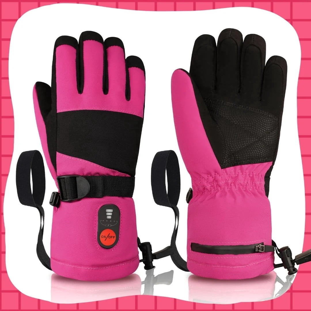 SNOWYES Kids Heated Ski Gloves, 3-Heat Settings, Rechargeable, Water Resistant, Windproof, Ideal for Skiing, Snowball Fights, Cycling