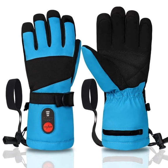 SNOWYES Kids Heated Ski Gloves, 3-Heat Settings, Rechargeable, Water Resistant, Windproof, Ideal for Skiing, Snowball Fights, Cycling