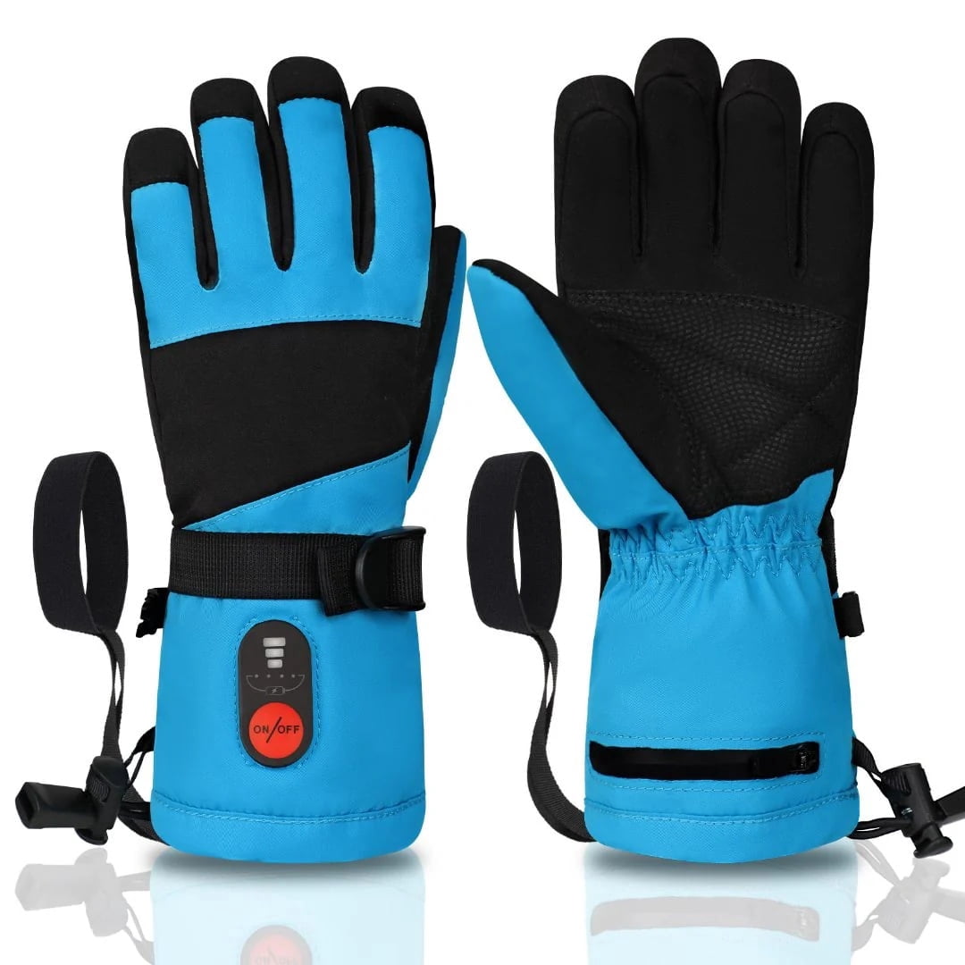 SNOWYES Kids Heated Ski Gloves, 3-Heat Settings, Rechargeable, Water Resistant, Windproof, Ideal for Skiing, Snowball Fights, Cycling