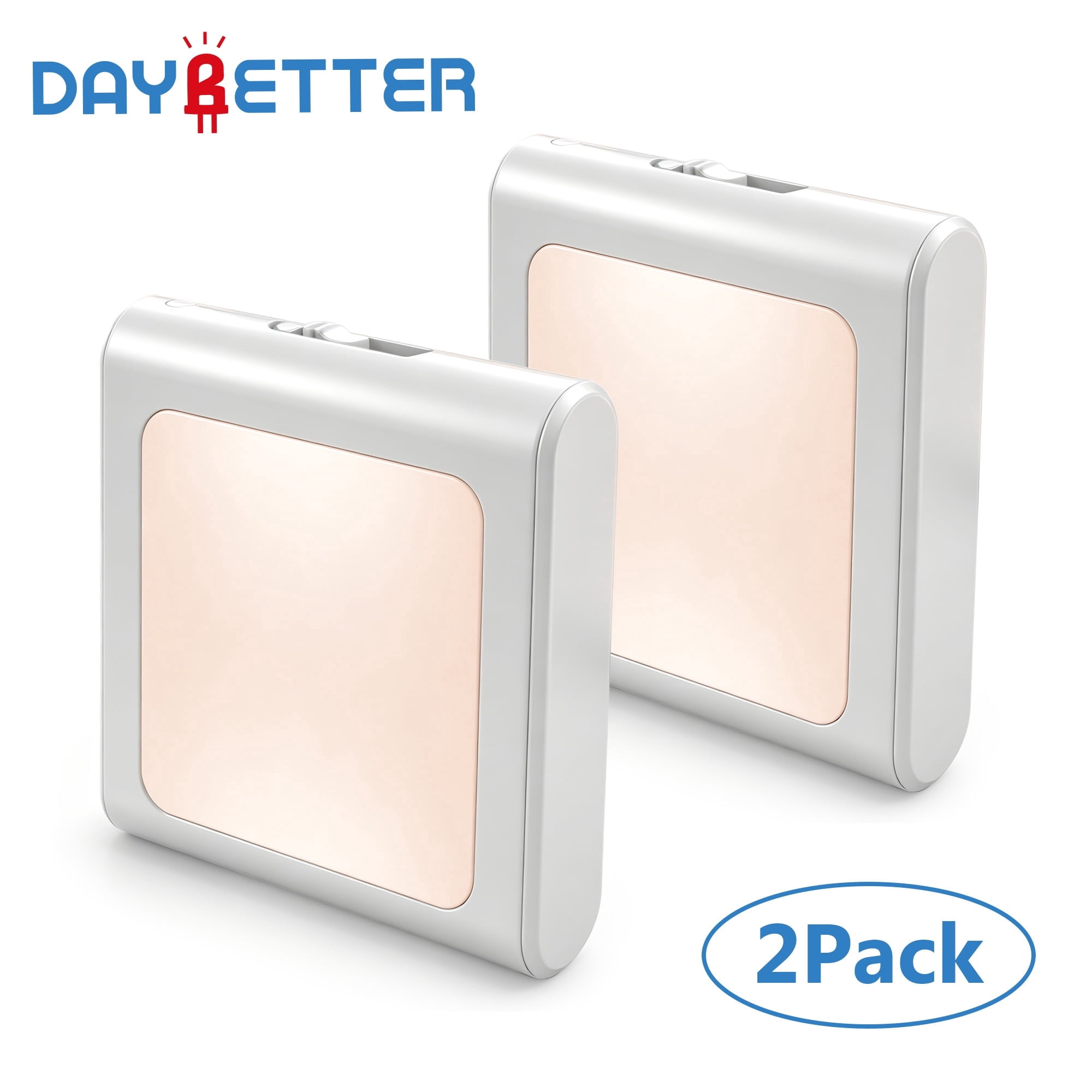 DAYBETTER LED Night Lights Plug into Wall 2 Pack, 0.5W Plug in Night Light with Auto Dusk to Dawn Sensor, Soft Warm White Nightlights for Bedroom, Kids Room, Kitchen, Stairway, Hallway
