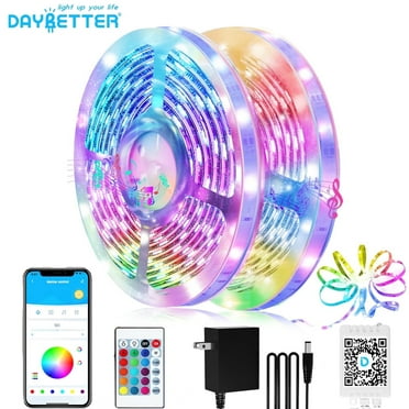 DAYBETTER 100FT Led Lights,Music Sync Strip Lights with APP and Remote Control,RGB Color Changing Lights for Bedroom Indoor Decor(2 Rolls of 50ft)