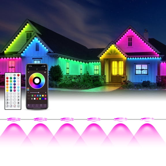 DAYBETTER 100FT Permanent Outdoor Lights, IP67 Waterproof Eaves Lights with 50LED Bulbs, Remote & APP Control, for Christmas, Party