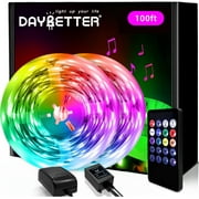 DAYBETTER 100ft LED Strip Lights, 2 Rolls of 50ft Music Sync RGB Color Changing Strip Lights with IR Remote for Bedroom Decoration