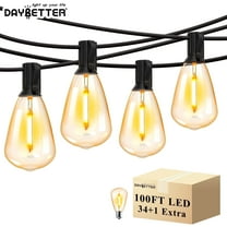 DAYBETTER 100ft Outdoor String Lights, with 34LED Waterproof Bulbs, 2200K Connectable Hanging Patio Lights, for Outside