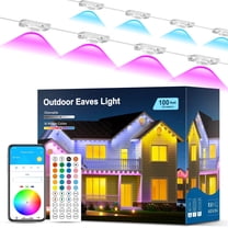 DAYBETTER 100ft Permanent Outdoor Lights, RGB Eaves String Lights with 50LED, Remote/APP Control, IP65 Waterproof, for Garden Halloween Christmas Party Decorations