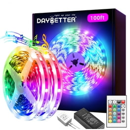 DAYBETTER 100ft LED Strip Lights,Color Changing with 44Keys Remote Controller and 12V Power Supply,Flexible Cuttable LED Lights for Bedroom, (2rd Gen)