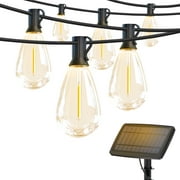 DAYBETTER 100ft Solar Outdoor String Lights, Patio Lights with 12 Waterproof and Shatterproof Edison Bulbs, Connectable String Light Suitable for Porch, Tavern, Cafes
