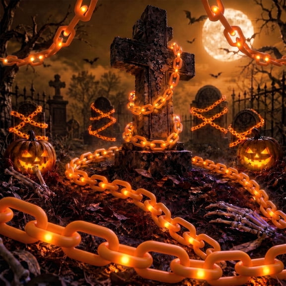 DAYBETTER 10FT Halloween Chain Lights, 8 Lighting Modes, Battery Operated, Orange Decoration, Waterproof for House, Dorm, Party