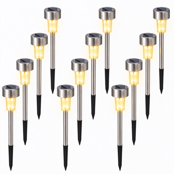 DAYBETTER 12 pack Solar Lights Outdoor, LED Solar Waterproof Pathway Lights for Garden, Patio, Yard, Walkway, Warm White