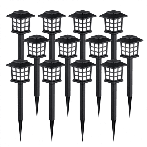 DAYBETTER 12 Pack Solar Lights Outdoor, Waterproof LED Solar Pathway Lights for Garden, Landscape, Path, Yard, Patio, Driveway, Cold White