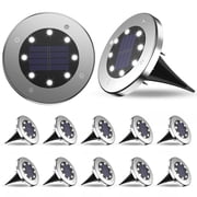 DAYBETTER 12Pack Solar Ground Lights Outdoor,8 LED Solar Disk Light IP65 Waterproof for Yard Garden Lawn Patio Driveway Walkway Pathway Outdoor Decor,Cool White