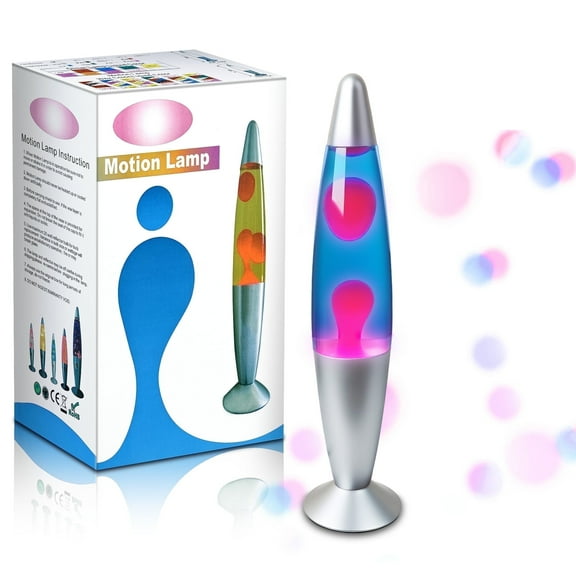 DAYBETTER 13" Motion Lamp,Pink Wax in Blue Liquid, Seliver Metal LED Motion Lamp, Christmas Night Light Gifts for Kids and Adults