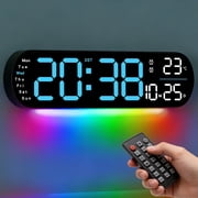 DAYBETTER 14 Digital Wall Clock, LED Large Display Alarm Clock for Bedroom with Night Light, Remote