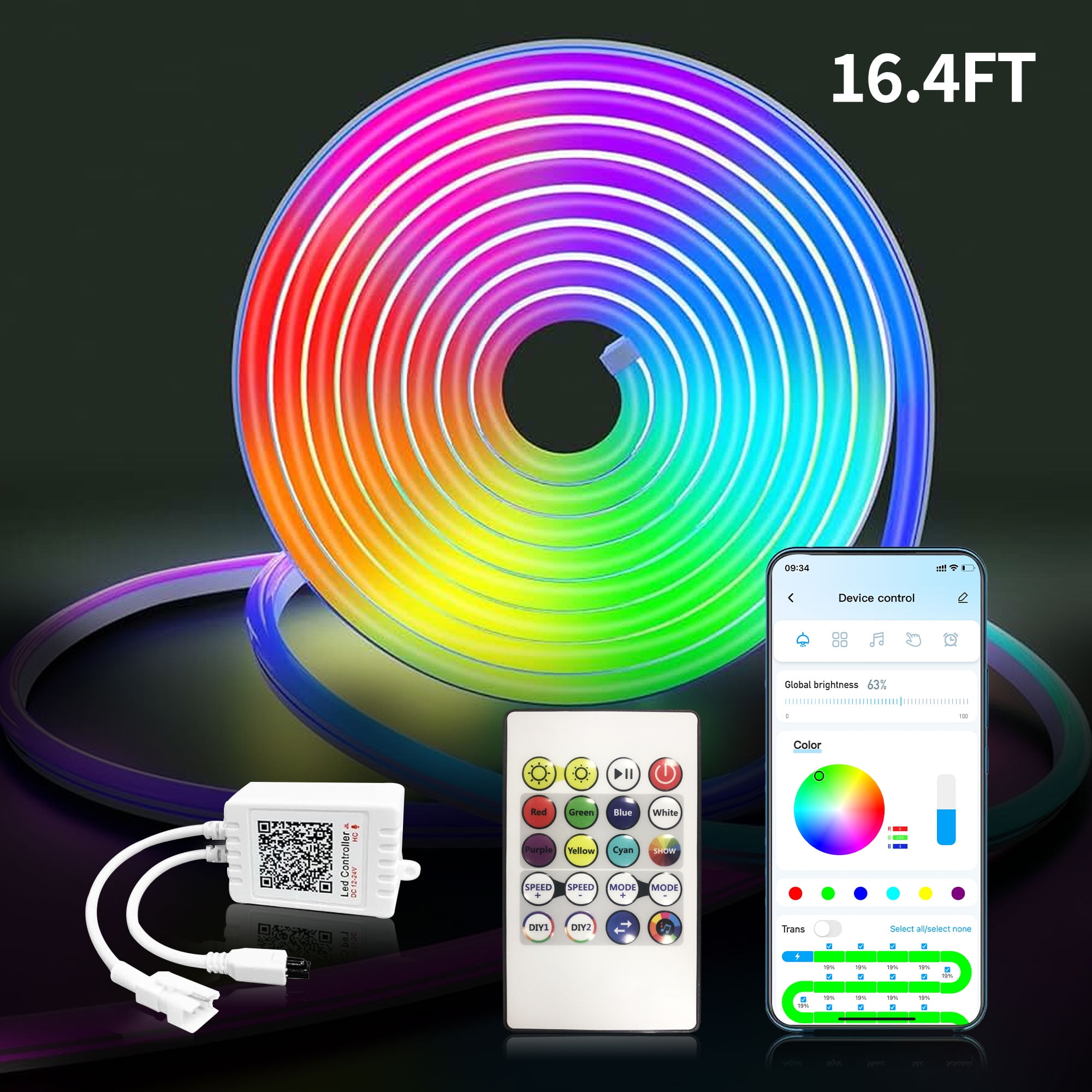 Xtreme Lit 6.5ft Neon Bend and Shape Memory Flex Wire LED Light Strip,  Multicolor, Lightweight 0.4 lb 