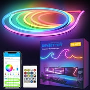 DAYBETTER 16.4ft LED Neon Rope Lights Music Sync,20Key Remote/APP Control,DIY Design,IP67 Waterproof LED Strip Lights for Bedroom Living Gaming Room Outdoor Decor