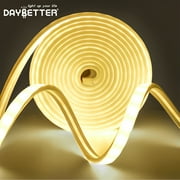 DAYBETTER 16.4ft Warm White LED Neon Rope Lights, 24v Low Voltage and IP65 Waterproof Flexible Strip Lights for Indoor Outdoor Home Decor（Include Power Adapter）