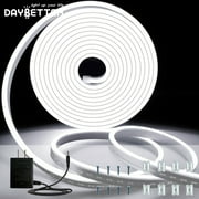 DAYBETTER 16.4ft White LED Neon Rope Lights, 24v Low Voltage and IP65 Waterproof Flexible Strip Lights for Indoor Outdoor Home Decor（Include Power Adapter）