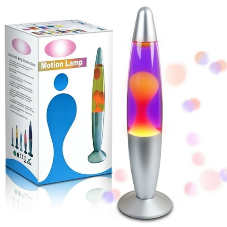 DAYBETTER 16" Motion Lamp,Yellow Wax in Purple Liquid, Seliver Metal LED Motion Lamp, Christmas Night Light Gifts for Kids and Adults