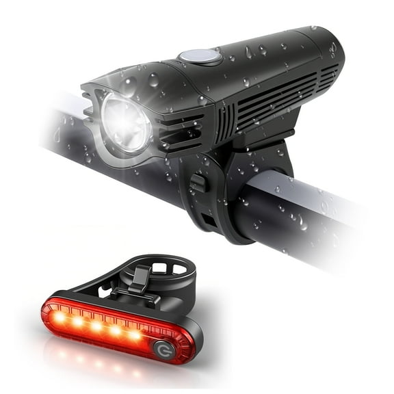 DAYBETTER 1800mAh/300LM Bicycle Lights, 4Modes Bicycle Accessories Headlight & Taillight Set, Rechargeable Super Bright LED Bike Lights for Night Riding 1Pack