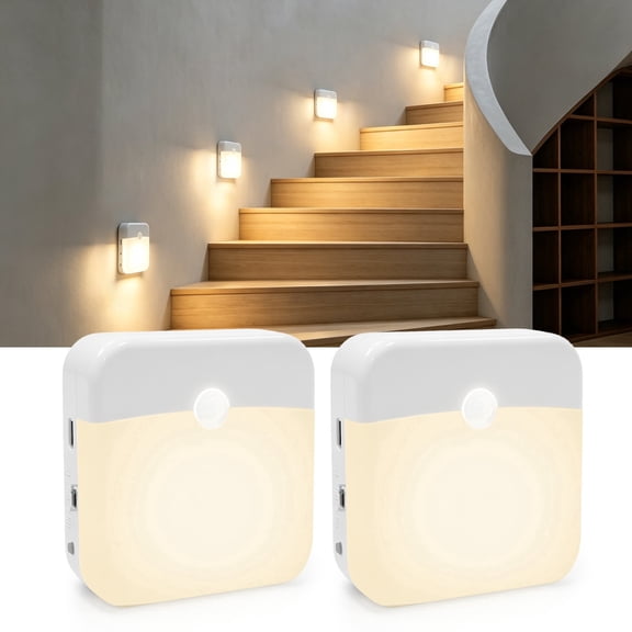 DAYBETTER 2 Pack Motion Sensor Night Light, 3 Color Temperatures and Dimming, Portable Magnetic Stair Light for Closet, Bedroom, Hallway, Bathroom