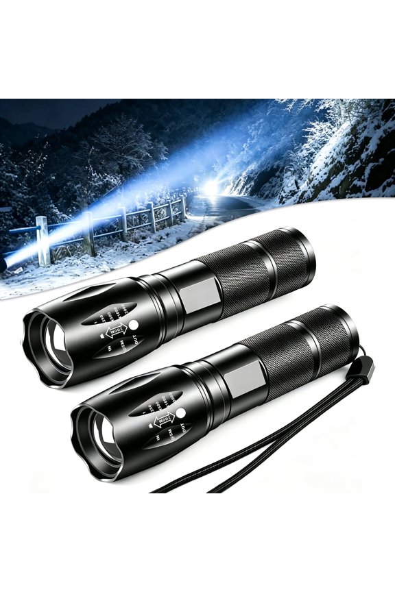 2 Pack Led Flashlight, Small Tactical Flashlight Battery Powered, 5 Modes, Zoomable, for Camping, Hunting, Home & Emergency (Batteries not Included)