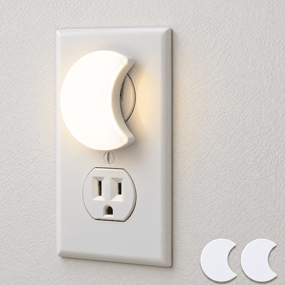 DAYBETTER 2 Pack Moon Night Light , Plug in Night Light with Auto Dusk to Dawn Sensor, Soft Warm White Nightlights for Bedroom, Kids Room, Kitchen, Stairway, Hallway