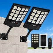 DAYBETTER 2 Pack Solar Street Lights Outdoor, Remote Control & Light Sensor, Motion Sensor Solar Flood Lights for Yard, Garage, Garden