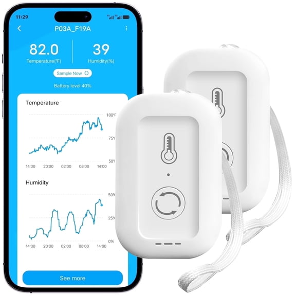 DAYBETTER WiFi Thermometer Hygrometer, Smart Humidity Temperature Sensor with App Remote Monitoring, Alerts and Data Storage for Nursery Greenhouse Cigar Cabinet Wine Cellar 2 Pack