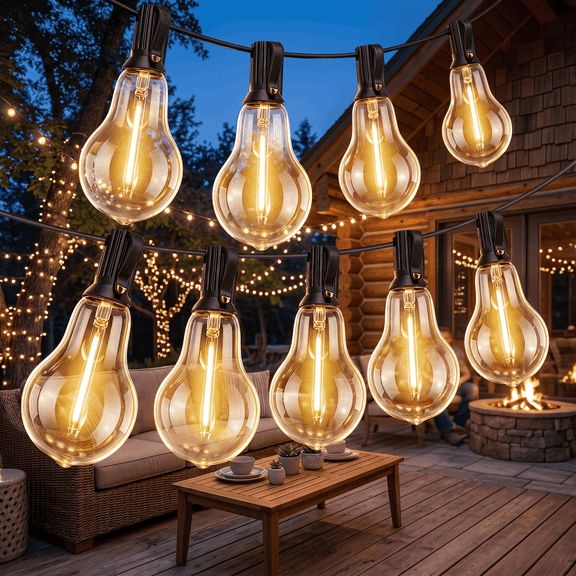 DAYBETTER 200FT Outdoor String Lights, Waterproof Patio Lights with 48 Hanging Lights A39 Bulbs, Shatterproof for Backyard Gazebo Porch Garden Outside Decor