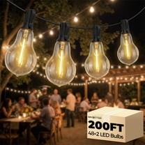 DAYBETTER 200FT Outdoor String Lights, Waterproof Patio Lights with 48 Hanging Lights A39 Bulbs, Shatterproof for Backyard Gazebo Porch Garden Outside Decor