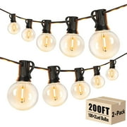 DAYBETTER 200ft Outdoor String Lights,30W E12 G40 with 100 Edison Vintage Bulbs,Waterproof Connectable Hanging Lights for Backyard,Porch,Balcony,Party