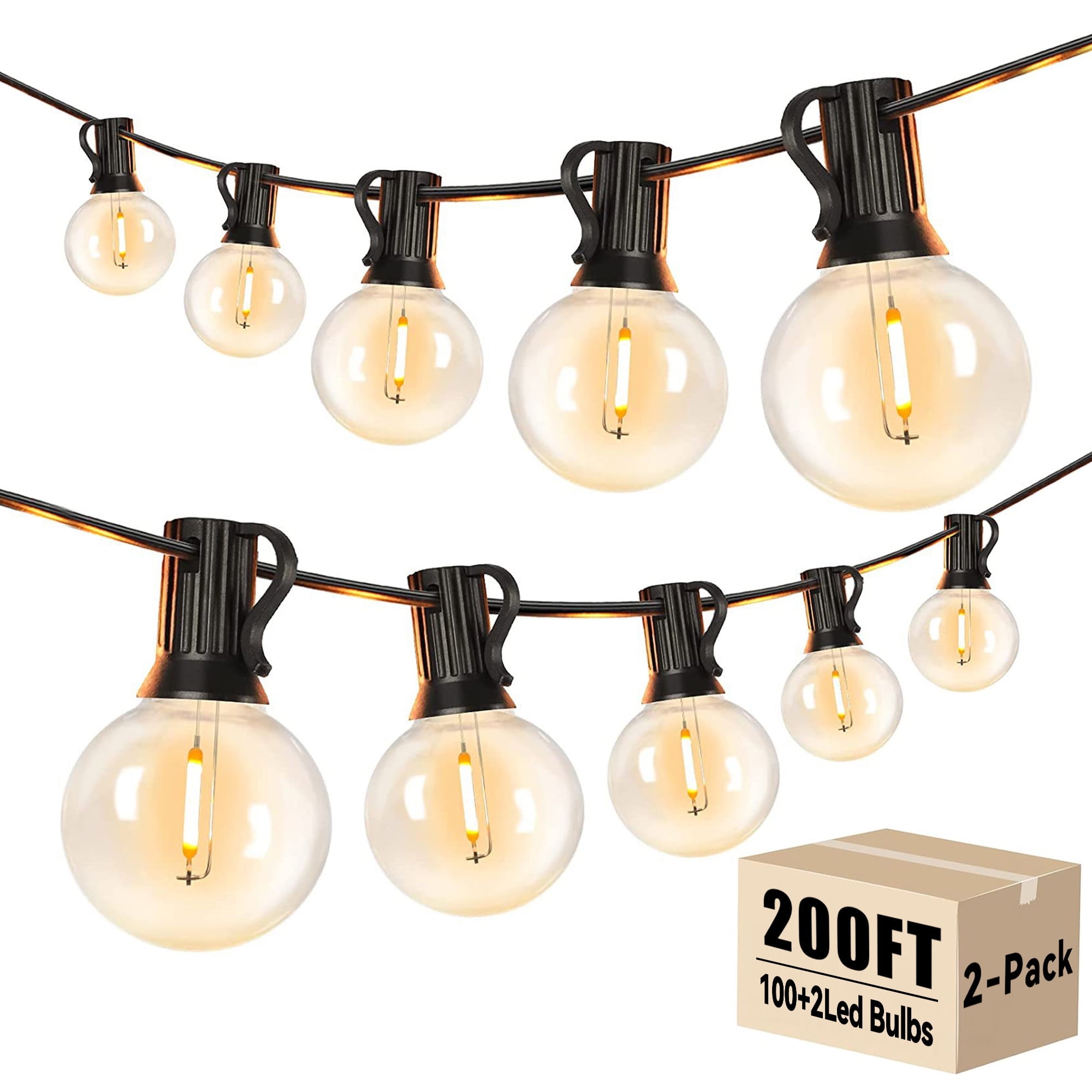 DAYBETTER 200ft Outdoor String Lights, E12 G40 with 100 Edison Vintage Bulbs, Waterproof Hanging Lights for Garden - Walmart.com