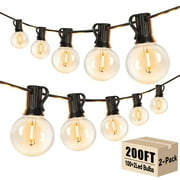 DAYBETTER 200ft Outdoor String Lights, E12 G40 with 100 Edison Vintage Bulbs, Waterproof Hanging Lights for Garden